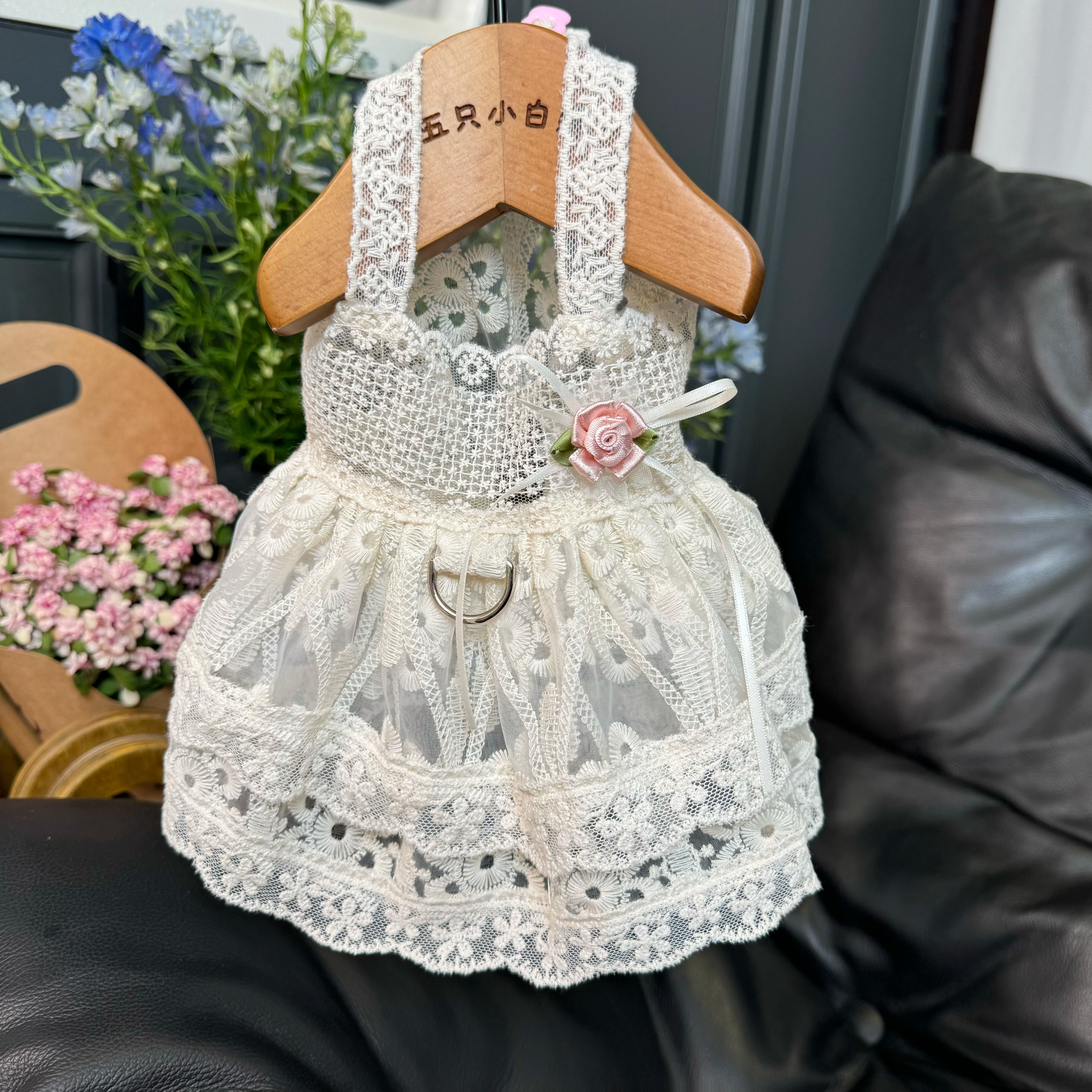 Five Little White Bears Original Pet Clothes Spring and Summer New Lace Princess Dress Dog Cat Wedding Dress Skirt