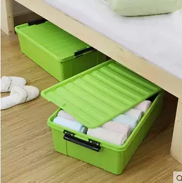 Plastic large thickened pulley hundred Na box storage box Finishing box Flat covered bed bottom storage box storage box