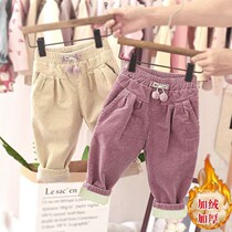 Girls with velvet pants new autumn and winter clothing baby girl padded corduroy pants foreign style children's casual pants tide