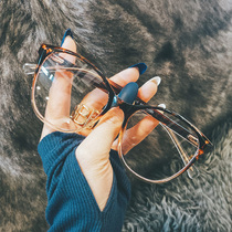 Little Red Book retro tortoiseshy color myopia female can be equipped with net red plain face small Korean version of glasses frame men