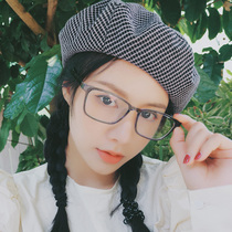  South Korea TR90 ultra-light myopia eyeglass frame female transparent black frame can be equipped with height number lenses Male big face plain makeup is thin