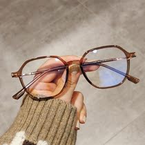 Ultra-light TR polygon anti-blue light can be equipped with degree glasses frame plain face thin red book same universal glasses frame