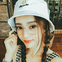 Pure titanium Big Frame glasses male myopia number Net red plain glasses full frame big face female thin anti blue light mirror