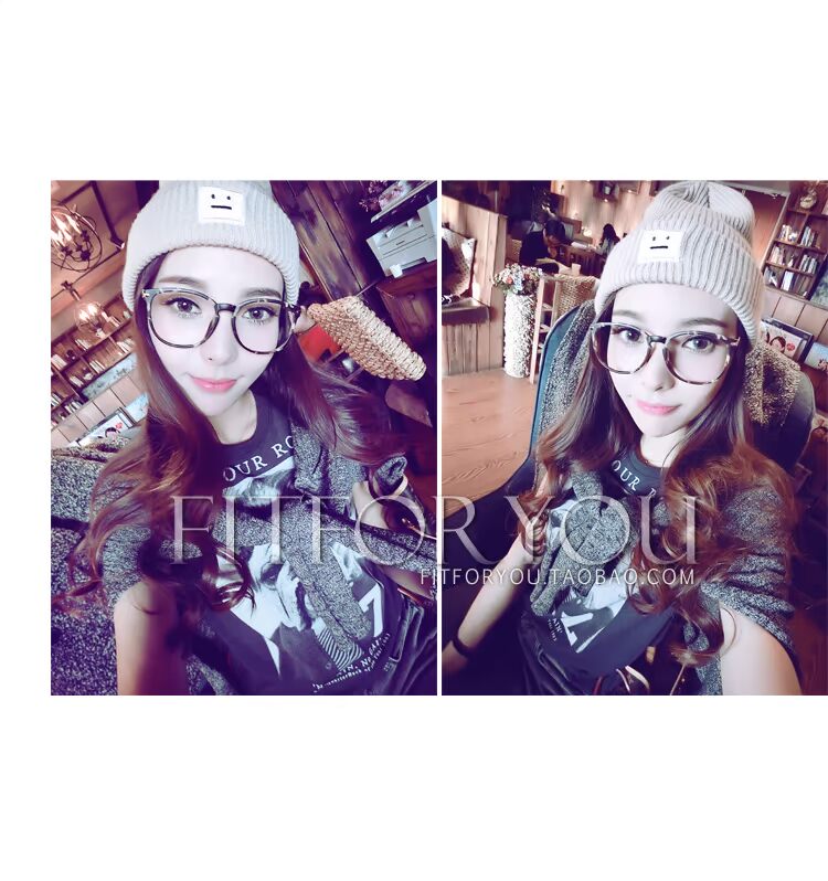 Mô hình ngôi sao cá tính của phụ nữ thủy tinh phẳng kính retro khung kính lớn khung thời trang mắt nam giới có thể được trang bị kính cận thị - Kính râm tròng kính siêu mỏng 1.76