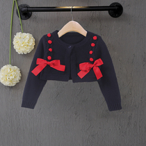 Girl Knit Shawl Jacket 2020 Spring Autumn Child Clothing Kan Shoulders Flowers Childlike Princess Dress Sweaters Long Sleeves Outfitted Cardiovert
