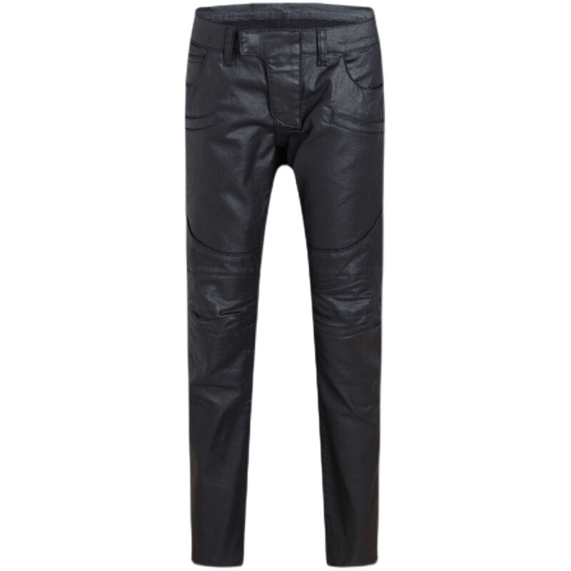 Street Style Korean Fashion New Punk Coated Black Wax Slim Fit Skinny Biker Jeans Cycling Pants for Men