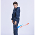 Lingbi cotton denim overalls chống bụi quần áo nam sửa chữa tự động hàn bảo hiểm lao động coverall dịch vụ sửa chữa máy mặc style bụi bặm nam Cao bồi