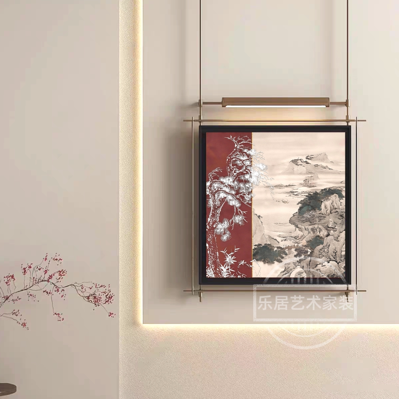 Modern Minimalist Light Painting Bedroom Wall Art, Wall Hanging Painting Facing the Entrance Door, Three-Dimensional Chinese-Style Decorative Painting, Light Luxury Texture