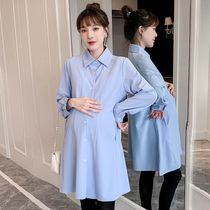 Pure cotton pregnant woman blouses in spring and autumn in foreign air surges with long sleeves shirt dress fashion explicit slim gestation women dress in autumn dress