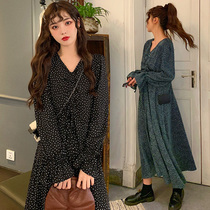 Foreign style maternity dress Hot mom tide small fragrance summer dress Large size V-neck Chiffon skirt Long maternity spring dress