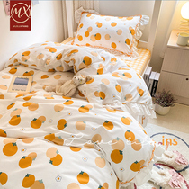 Mu Xi female dormitory bed three-piece cotton twill student dormitory bed single sheet quilt cover