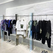 Clothing store display stand Floor-to-ceiling wall display is hanging acrylic stainless steel clothes rack Womens store shelves