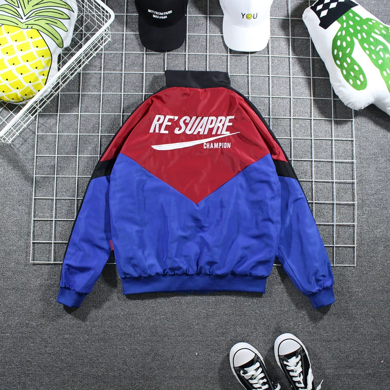 Hàn quốc phiên bản của xu hướng của thể thao chần áo gió áo khoác nam Châu Âu và Hoa Kỳ dày thêu casual loose couple coat mùa đông đồ cặp