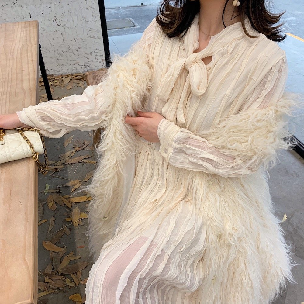 WALKINDARK / Customized folds snow - spinning butterfly tie dress / gentle