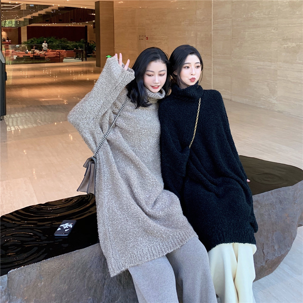 WALKINDARK] Bats sleeve hair circle long sweater paper tablet one piece lazy op 2 color