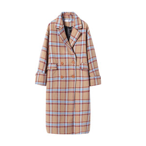 [WALKINDARK] nặng quá khổ kháng màu vàng lưới tweed áo khoác nữ mùa đông phần dài áo jacket nữ