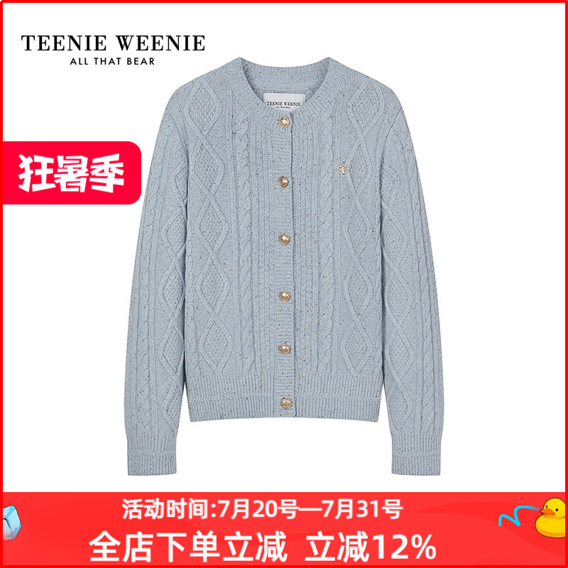 Teenieweenie Bear Women's Winter Round Neck Jacquard Cardigan Sweater Knitwear Women's Ttck254Tc2E