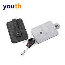 Unprinted simple wool felt key bag for men and women keychain cute student home key bag