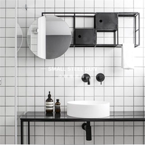 Nordic Small White Brick 300x300 Black White Matte Nine Gable Wall Tiles Kitchen Toilet Non-Slip Floor Tiles
