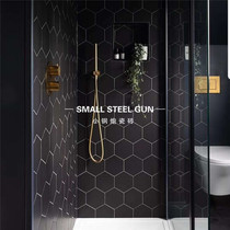 Nordic black and white gray hexagonal tiles kitchen bathroom non-slip floor tiles all-ceramic hexagonal tiles balcony wall tiles
