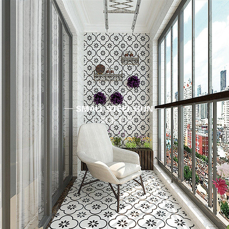 Nordic art black and white geometric floor tiles Kitchen bathroom tiles 300x300 antique maze tiles