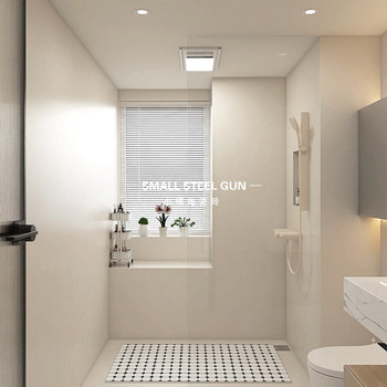 Wabi-sabi all-over cream bathroom microcement tiles