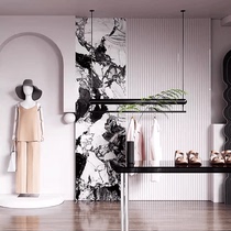 Clothing store special wrought iron black hanging ceiling hanger display rack wall hanging clothes rail mens and womens pants shelves