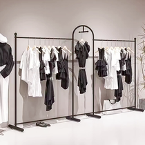 Womens clothing store shelf display rack black floor-standing special hanging clothes display rack combination clothing store hanging rack