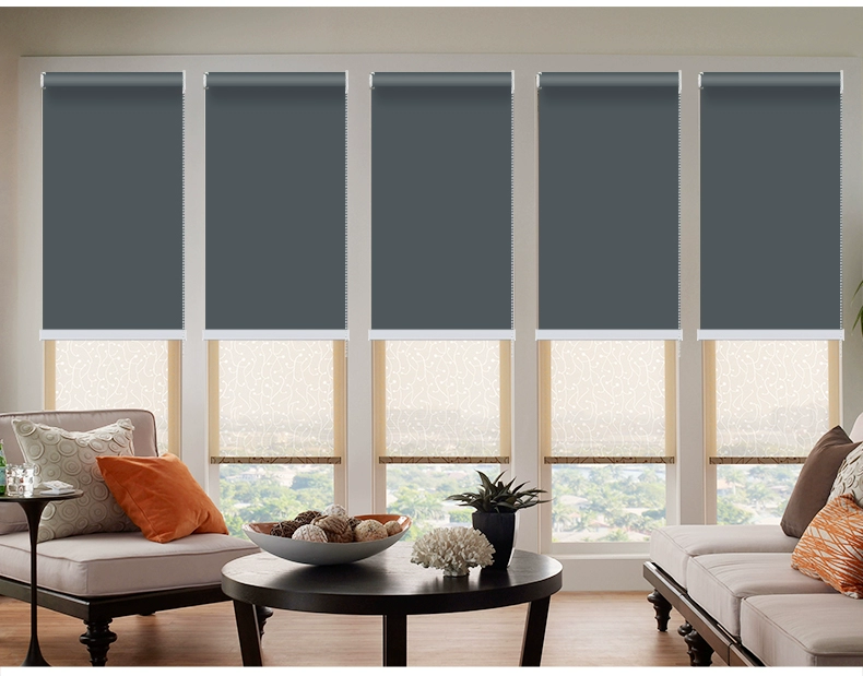 Rèm cuốn tùy chỉnh Full Blackout Sunshade Nhà bếp Phòng khách Ban công Văn phòng Nâng tay Kéo cuộn - Phụ kiện rèm cửa