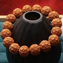 Mangong Hericium Peach Core Carving Handmade Plum Blossom Single Circle Realistic Bracelet Short Round Wen Play Birthday Gift Hand for Men and Women