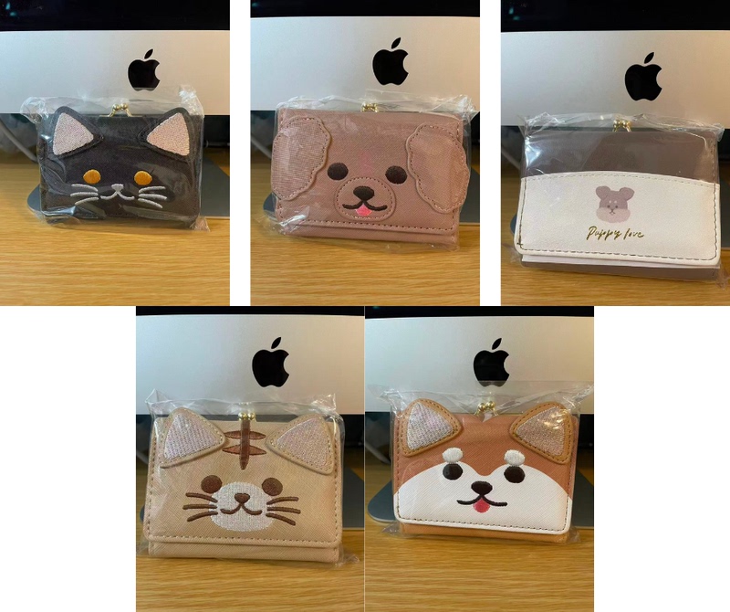 Free Shipping, in Stock, Genuine Japanese Ardie Metal Frame Tri-Fold Wallet, Schnauzer, Shiba Inu, Tabby