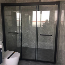 Porte coulissante à trois liaisons noir avec triple liaison trois-quarts de porte de salle de bain en verre trois portes salle de douche en direct