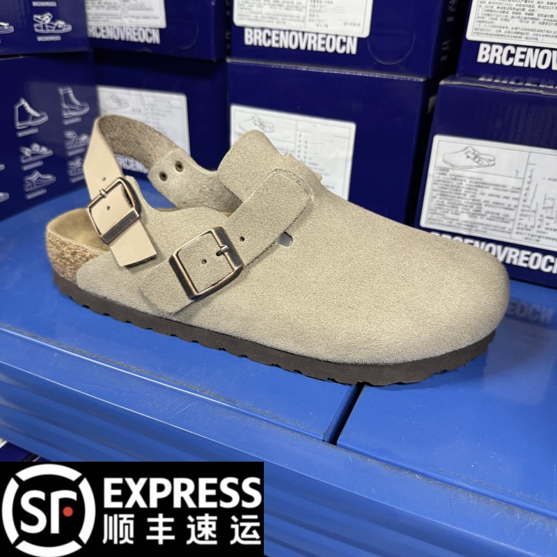 Foreign Trade Export Order, Full Cowhide, Birkenstock-Style Thick-Soled 2026 New Model Lace-Up Closed-Toe Slippers for Men and Women, Trendy for Outdoor Wear