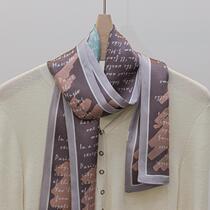 Japan amber SNIDEL English letter silk scarf womens mulberry silk scarf long double layer versatile 109