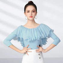 Danbao Luo Net Red new female beautiful dance clothes Latin dance practice clothes ruffles sexy modern dance jumpsuit