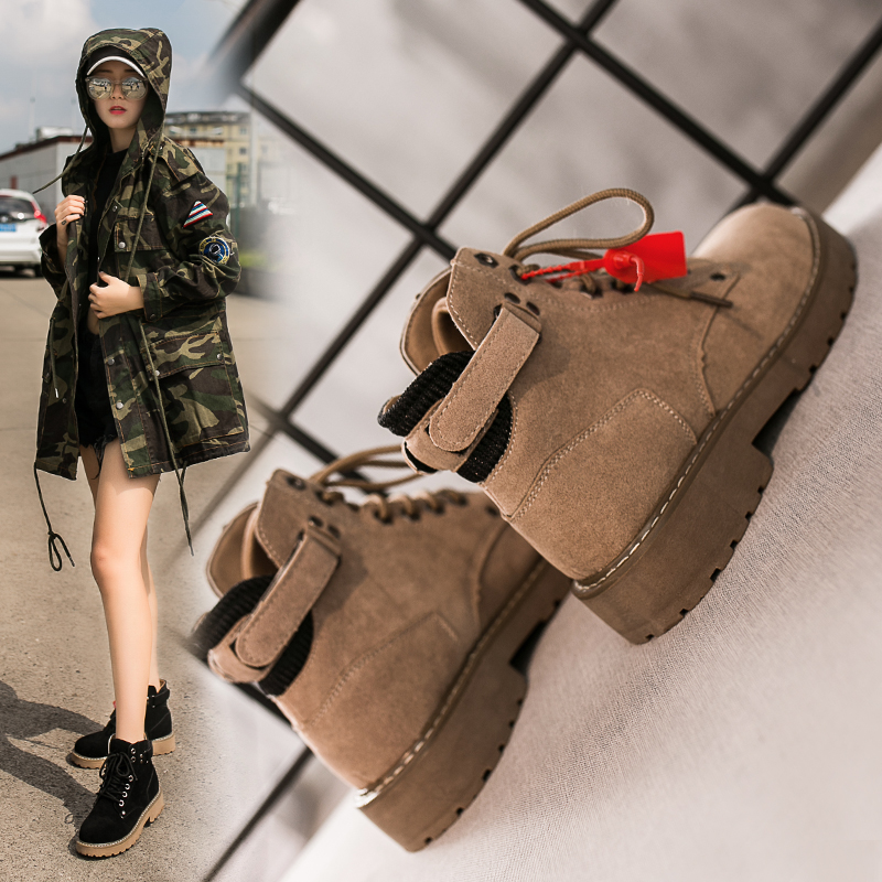 2018 new spring and autumn Martin boots female British students Korean version of the wild boots chic short tube ins net red booties
