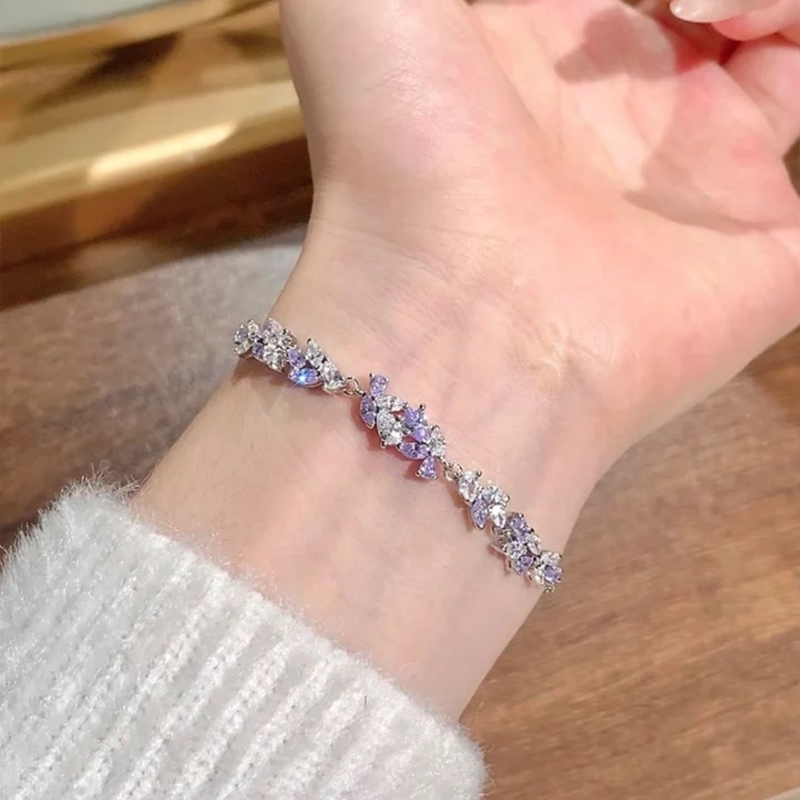 S999 Pure Silver Wisteria Flower Bracelet for Women, Light Luxury, Niche, Exquisite, High-End Feel, Smile, Pure Silver Jewelry, Birthday Gift