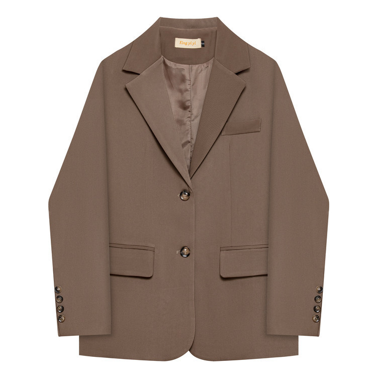 Casual Blazer with a High-End Feel, Niche British Style, Loose Fit, Spring and Autumn Korean Version, Custom-Made Brown Women's Blazer