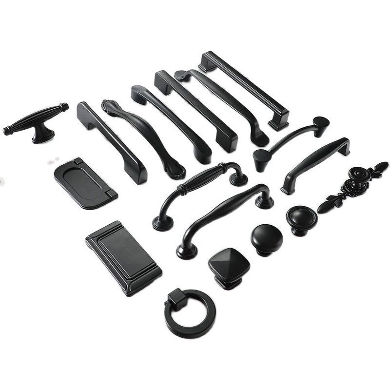 Handle Cabinet Door Drawer Shoe Cabinet Wardrobe Cabinet Scandinavian Style Door Handle Modern Simple Single Hole Black Small Handle 23