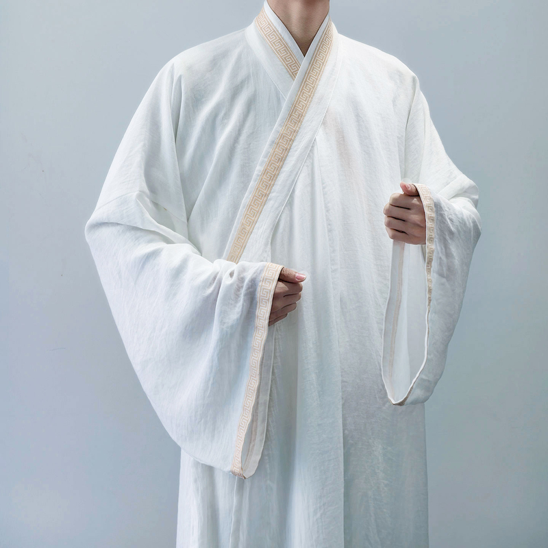Versatile Song Dynasty-Style Long Shirt, Hanfu Undershirt, Base Layer, Comfortable Texture, Suitable for Pairing with Academic Attire, Cross-Collar, Can Be Worn by Both Men and Women