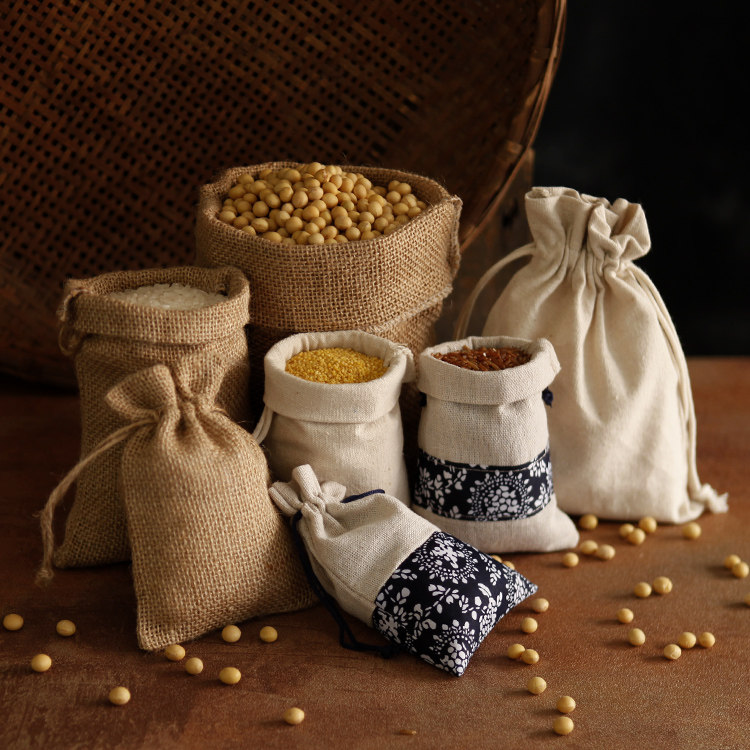 Mini imitation linen bag sack whole grains coffee beans food shooting photo props background