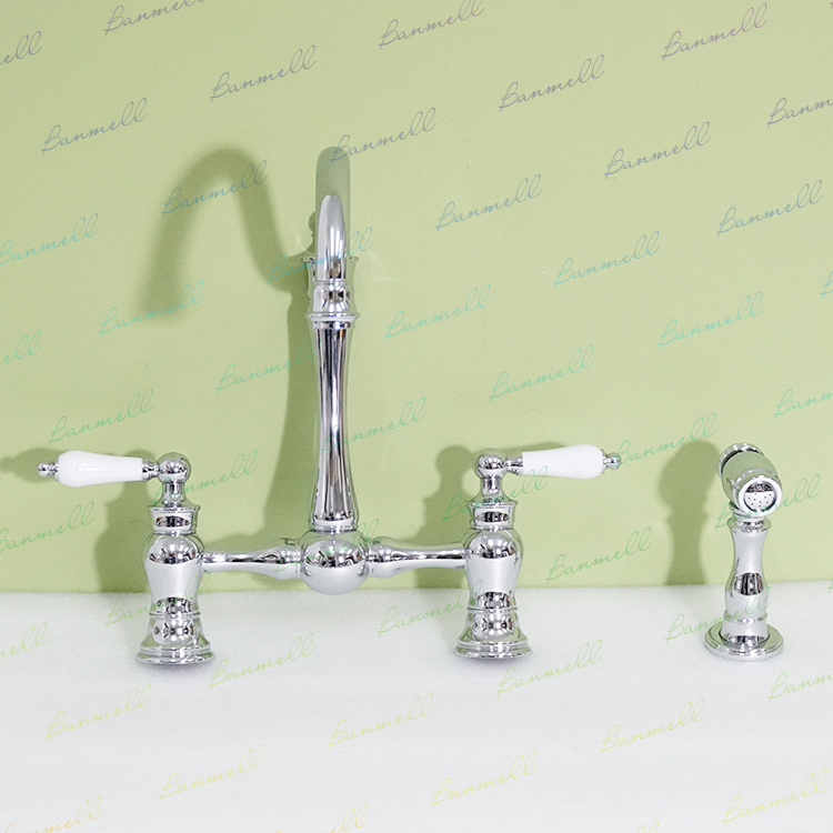 Banmell exported to North America NP mouth three-hole with nozzle retro American pull-out kitchen faucet