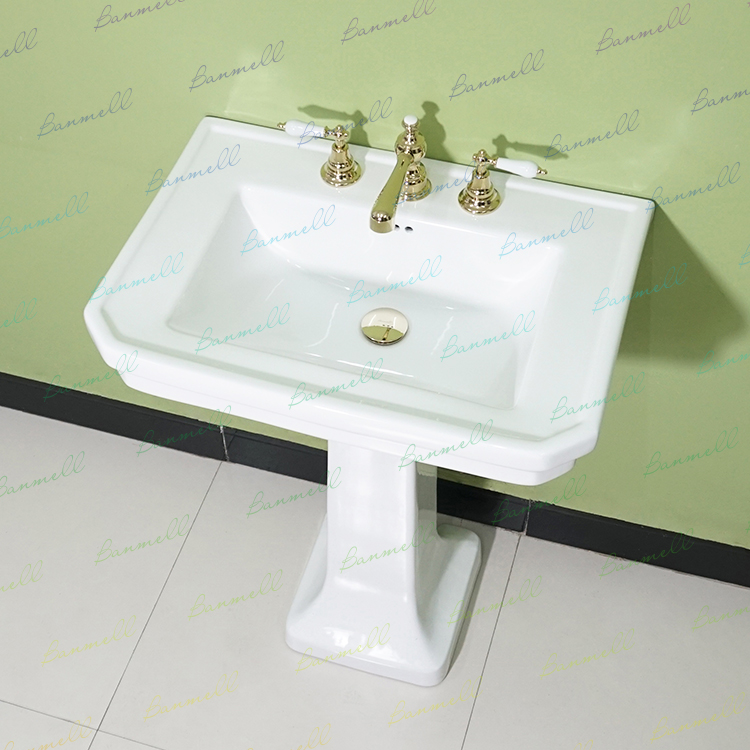 UPC exported to the United States and Canada British retro style ceramic column basin three-hole floor-to-ceiling washbasin