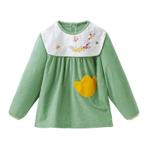 Childrens eating smock waterproof autumn and winter anti-dirty rice pocket male and female baby corduroy bib for going out special reverse dressing