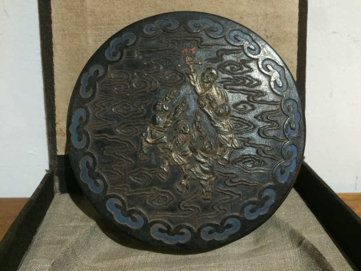 (Mo Yatang) Huizhou ancient law special ornamental old ink lsquo Yanshan map rsquo Ink ingot Ink block Four treasures of Wen Fang