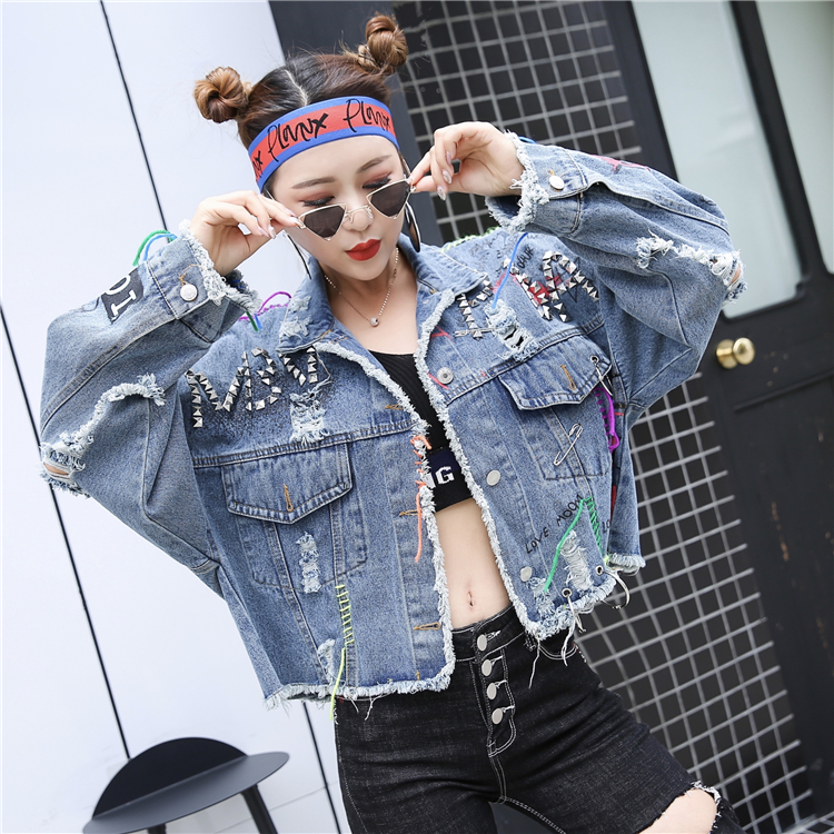 Graffiti Denim Jacket Dark Blue