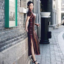 Long cheongsam 2021 new female Chinese style retro elegant old Shanghai photo cheongsam improved version dress