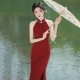 Легкое ципао без рукавов, сексуальное ретро элитное летнее платье, юбка, китайский стиль, светлый стиль