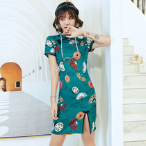 Erosion bone cheongsam 2021 new young girl fashion retro short sleeve sexy modified version dress summer