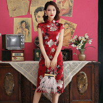 Long cheongsam 2021 new young girl Daily Chinese style retro slim improved dress summer